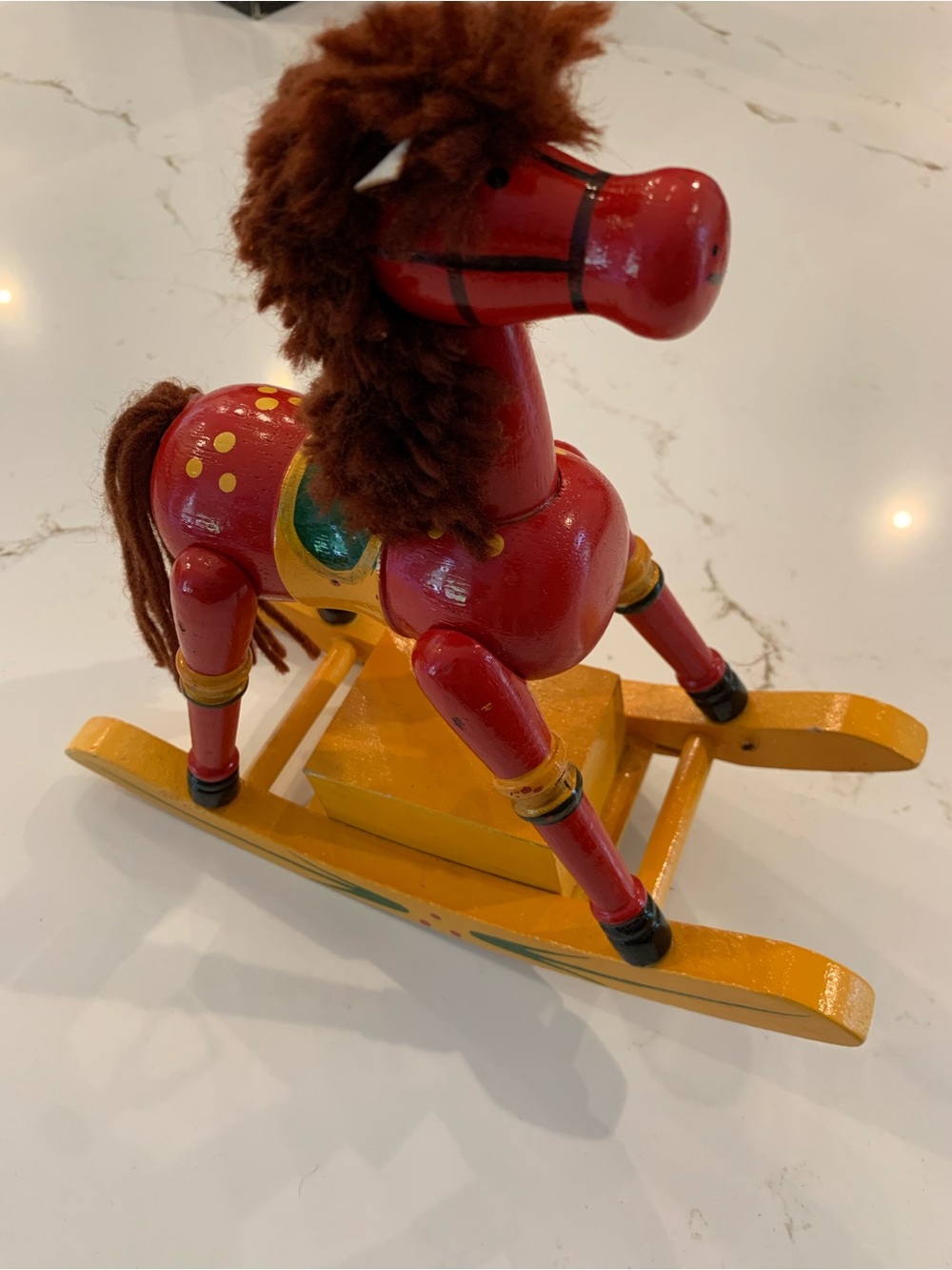 Vintage 1970's Musical Christmas Hobby Horse Wooden Wind Up 9”